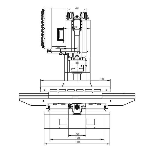 1580硬轨加工中心床身尺寸