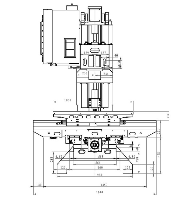 VMC-850硬轨加工中心尺寸